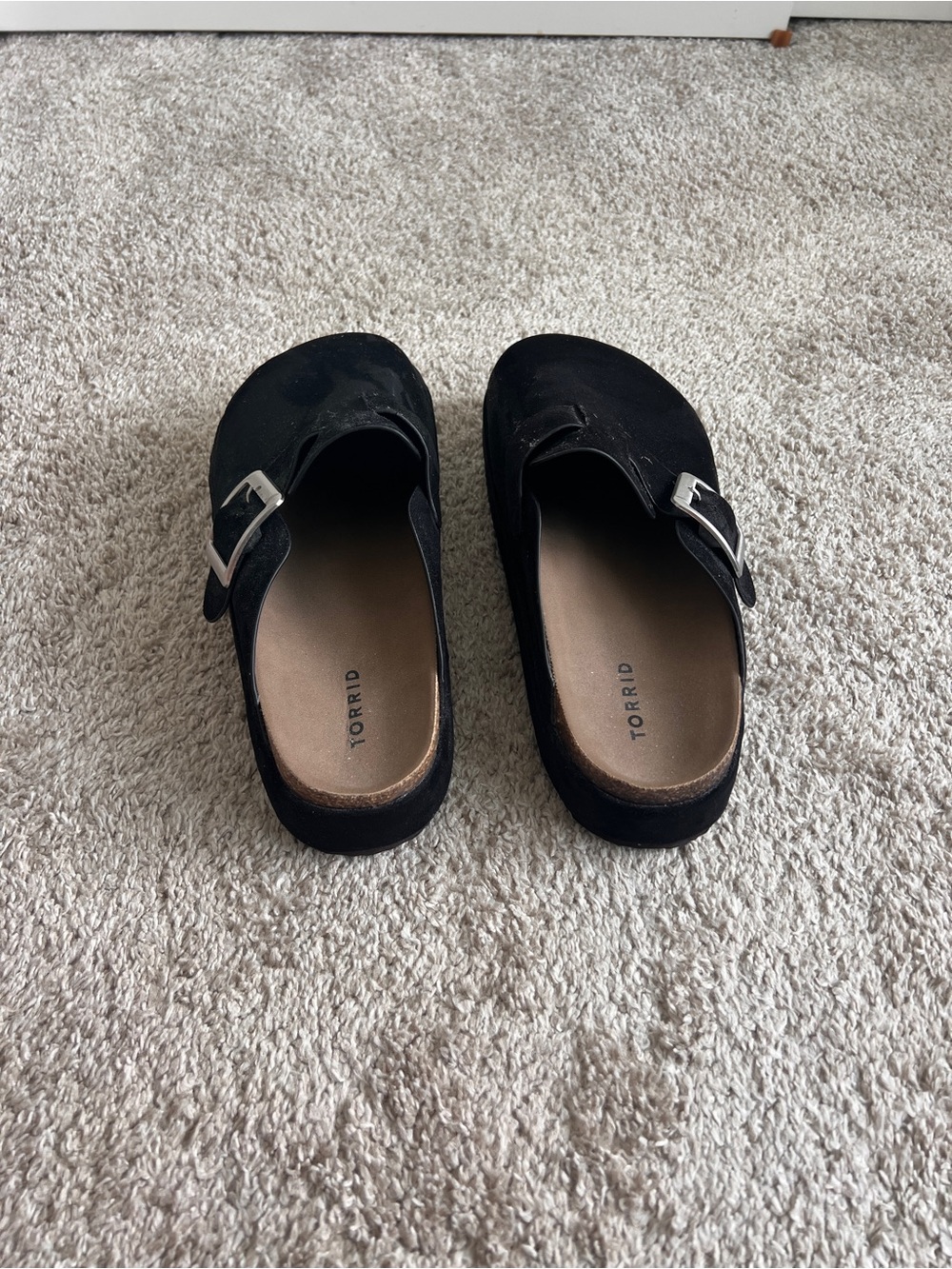 torrid Black Suede Buckle Clog Mules